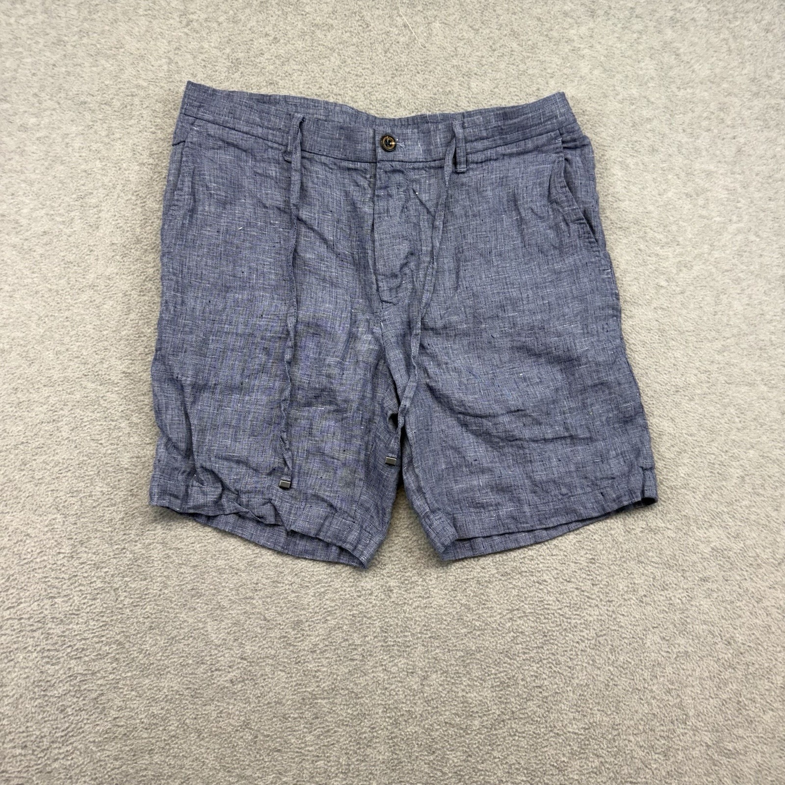 Baird Mcnutt Linen Murano Shorts Sz 33" Mens Dusty Heather Blue Tropical Beach